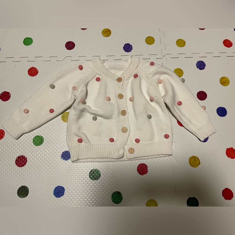 White colorful polka dot cardigan baby girl 9-12m